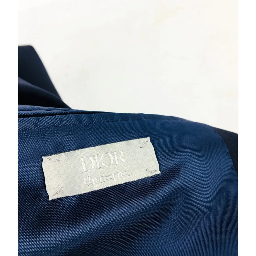 50R Dior Mens Canvassed 2 Button 100% Wool Blazer Jacket Dark Navy EUR 60R
